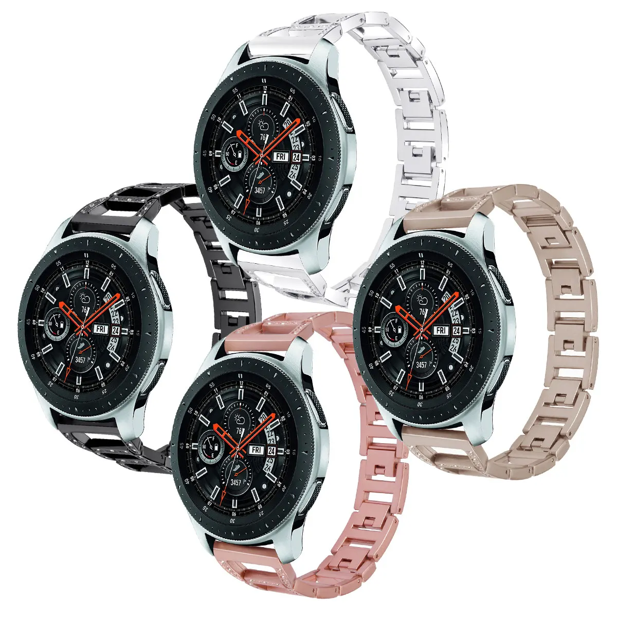 Для samsung Galaxy Watch Band 46 мм инкрустированный алмазами Металл Нержавеющая сталь цепной женский сменный ремешок для часов 46 мм розовое золото