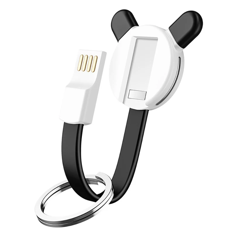 3 в 1 USB кабель Micro usb type C кабель освещения для iPhone Xiaomi HUAWEI P20 samsung 2.4A Мини Брелок Зарядное устройство кабели для зарядки - Цвет: Black