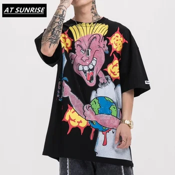 

Hip Hop T Shirt Men 2020 Streetwear Broom head Painting Tshirt Harajuku Summer Short Sleeve T-Shirt Cotton Black white Tops Tees