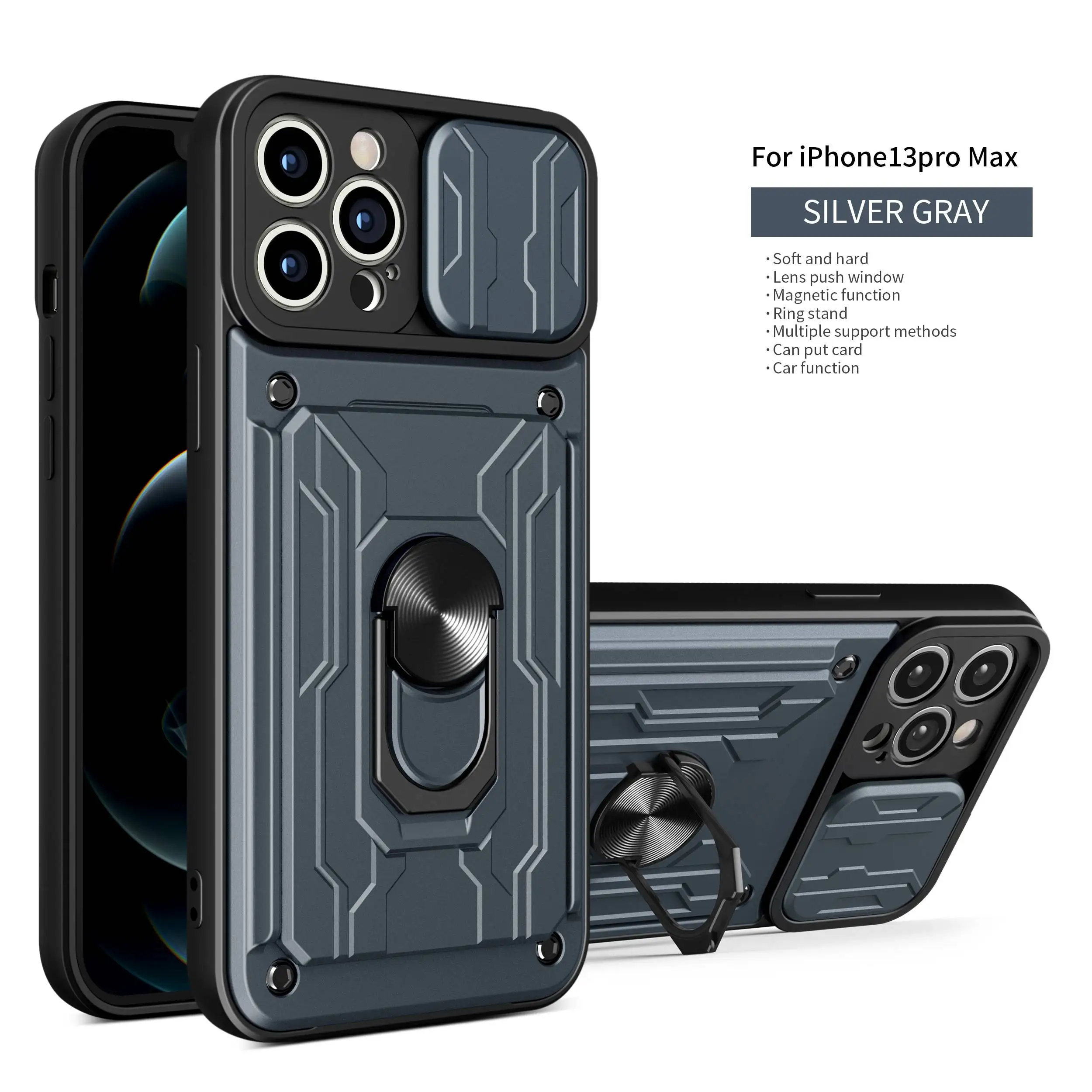 apple 13 pro case Hybrid Heavy Duty Armor Case with Card Pocket for iPhone 13 Pro Max 12 11 Pro XR 7 8 Plus SE2020 Magnetic Phone Car Holder Cover apple 13 pro case