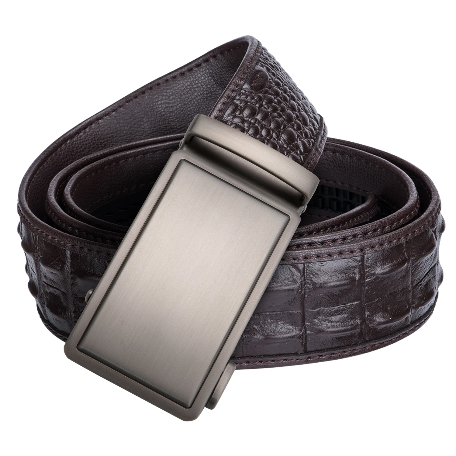 

Hi-Tie New Crocodile Brown Belts for Men Male Genuine Leather Belt Men Automatic Buckle Fashion Casual Cowboy Jeans Belt Straps