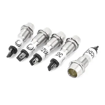 

5 Pcs Metal DC 12V 2 Pins Recessed Yellow Pilot Light Signal Indicator