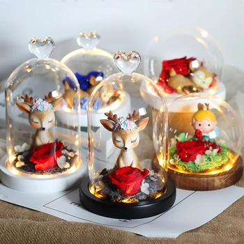 

New Mother's Day The Elk Eternal Rose LED Night Light Beauty And The Beast Rose Valentines Day Gift For Home Christmas Deco