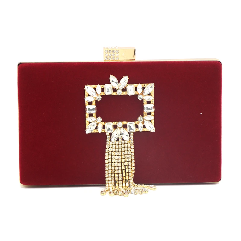 

2020 Tassel Diamond Square Box Flannel Clutch Banquet Bag Cheongsam Women's Bag A503