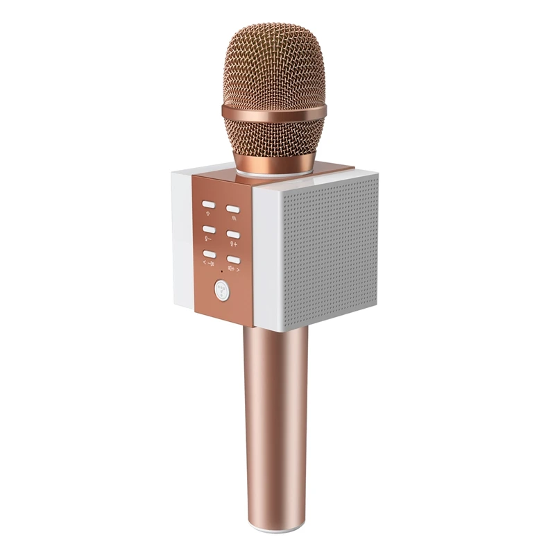 Rose Gold Беспроводной Bluetooth микрофон для караоке портативный динамик Совместимый телефон, ПК, планшетный компьютер для вечерние/церковные/St - Цвет: Rose Gold
