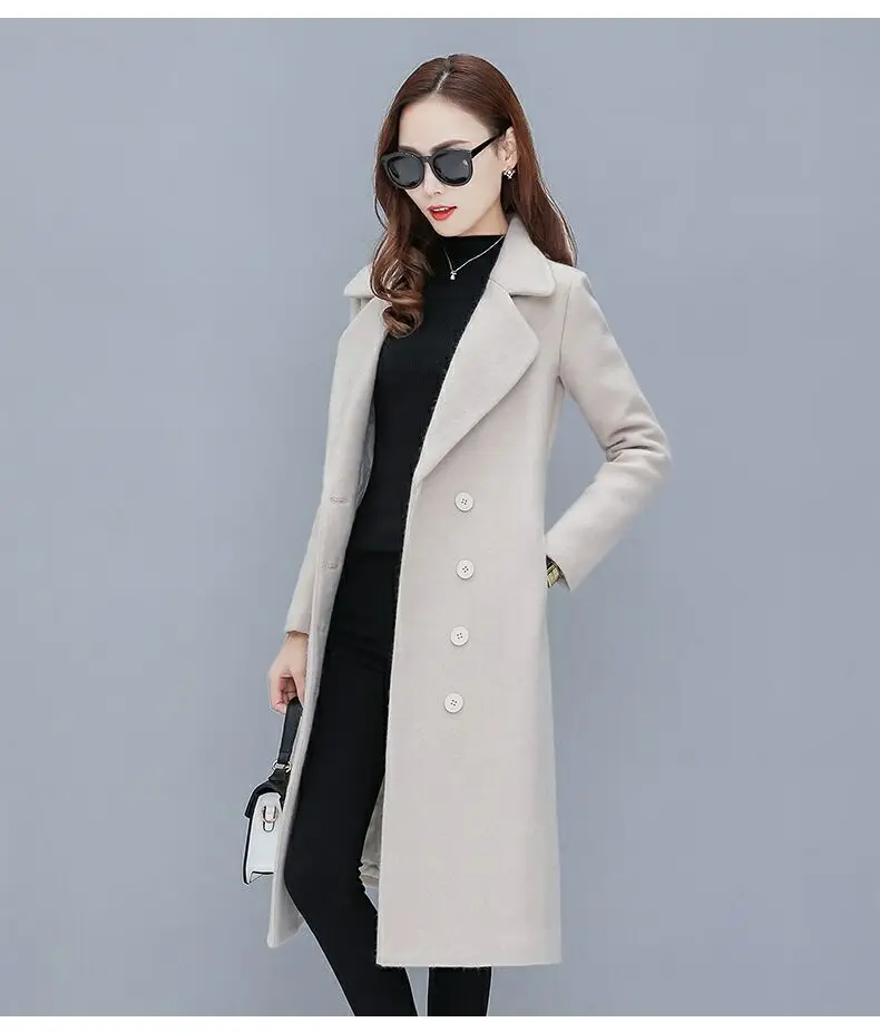 Fashion women's woolen coat women's long section new winter wear thick woolen coat professional women's Slim fit Wild Ms coat