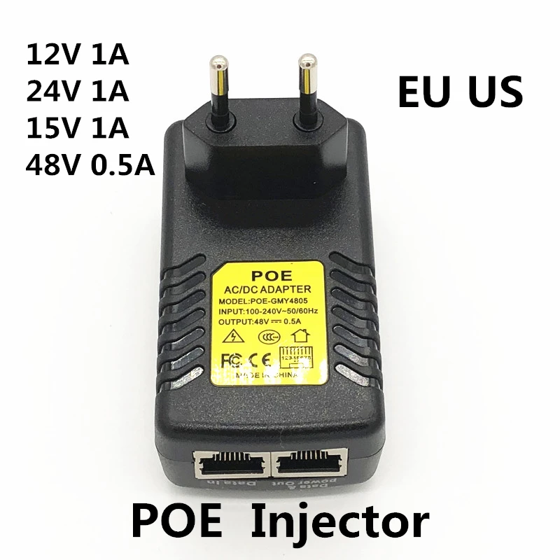 CCTV Security AC 110V-240V to DC 12V 15V 24V 48V 0.5A 1A POE Injector power adapter Ethernet IP Cam - 33011583623  CCTV Security AC 110V-240V to DC 12V 15V 24V 48V 0.5A 1A POE Injector power adapter Ethernet IP Cam - 33011583623