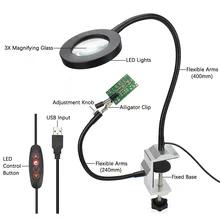 3X лупа USB интерфейс тиски, стол с зажимом, Легко управляемый инструмент, регулируемая паяльная станция, алюминиевый сплав, практичный