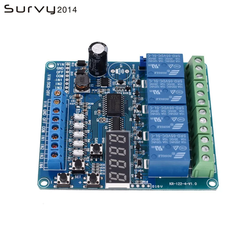 Multifunction Relay Module 8-36V LED 4-Channel Multifunction Timing Relay 