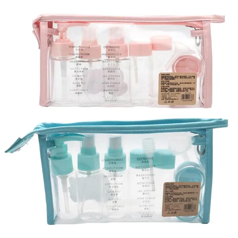 

10pcs Portable Travel Cosmetic Spray Bottle Perfume Pressed Mist Water Suit