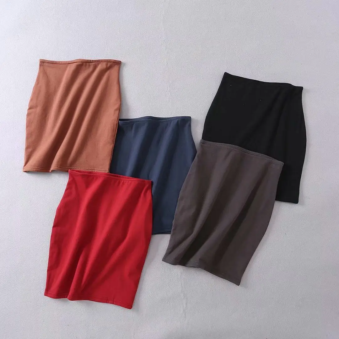 

2018 Autumn And Winter Solid Color Double Layer Sheath Short Skirt Women's Dress Skirt