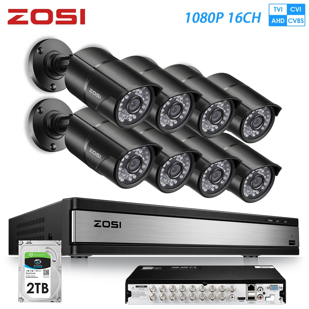 ZOSI 16CH 1080P HDMI DVR 720P Outdoor Home Surveillance Security Camera System