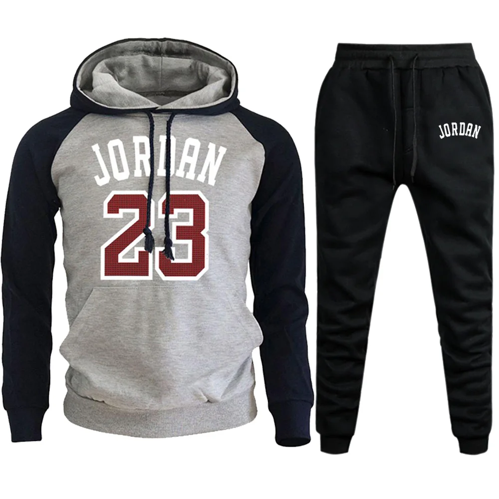darkblue-gray6 Jordan 23, мужские комплекты, толстовки+ штаны, осенне-зимняя мужская толстовка с капюшоном, флисовая толстовка с капюшоном и штаны, комплект из 2 предметов, уличная толстовка с капюшоном - Цвет: darkblue-gray6