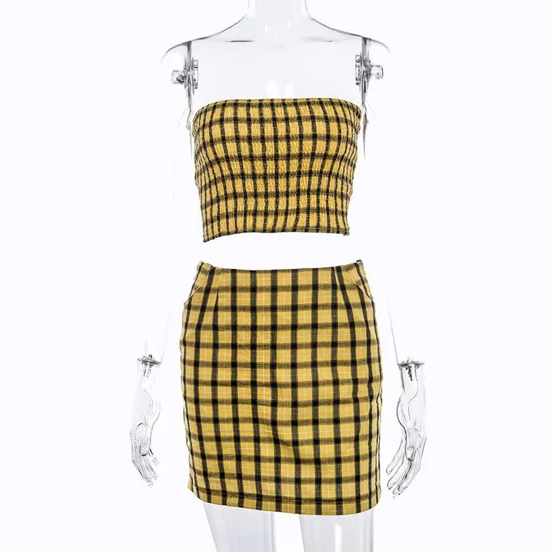 yellow plaid tube top