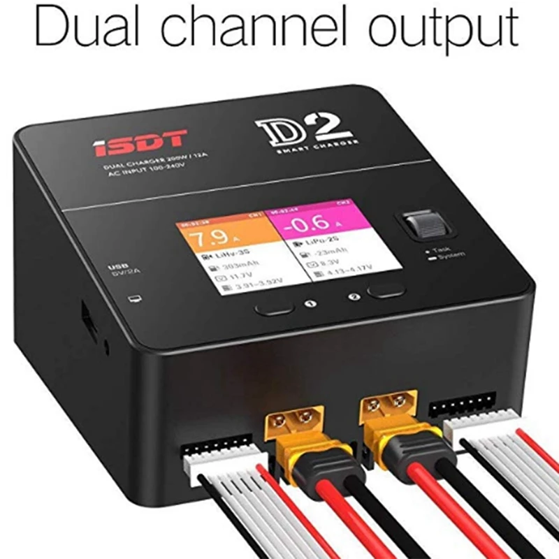ISDT D2 Lipo зарядное устройство Duo Dis зарядное устройство двойной 200 Вт 12A2 Ac двухканальный выход 1-6S Li-Ion Life Nicd Nimh Lihv Pb