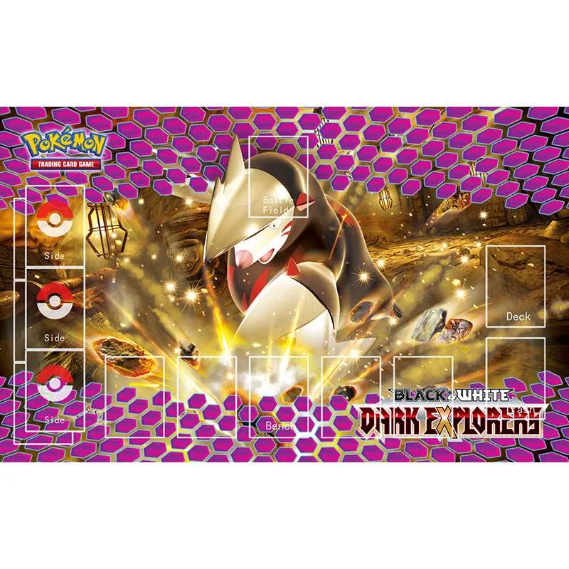 

Playmat Pokemon Trading Card Game Monster Dark Explorers PTCG Accessories Japan Anime Board Mat Rubber Pad Toys