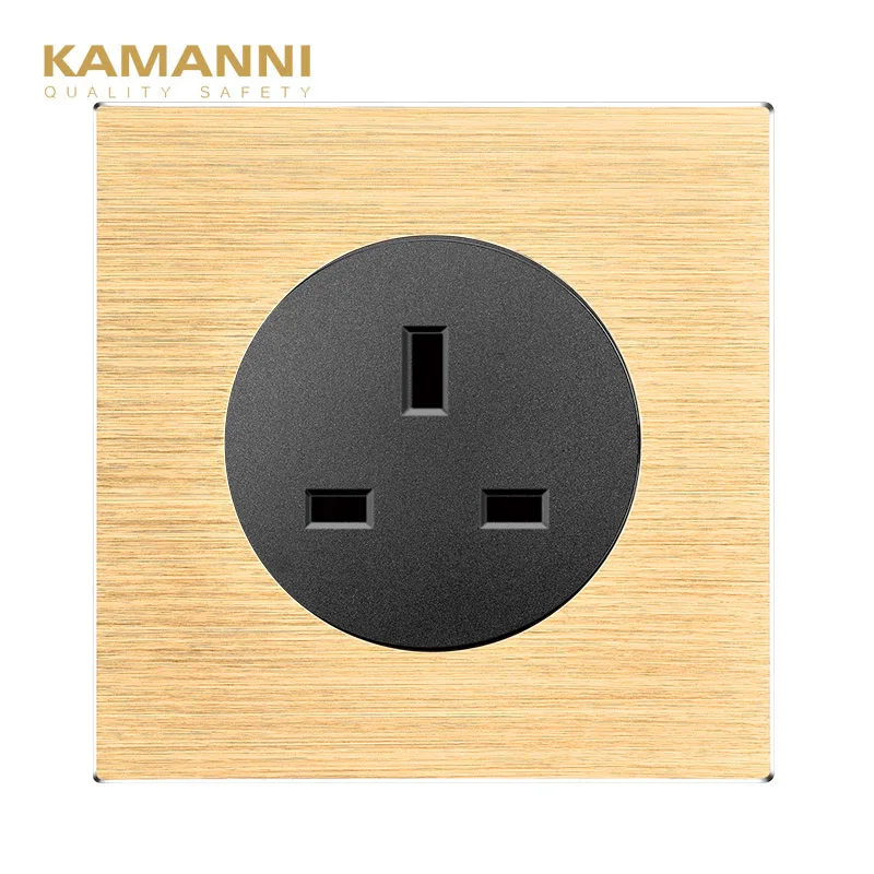 Kamanni розетка британская тройная черный/золотой 13a/16a 250В стандарт Вел икобритании