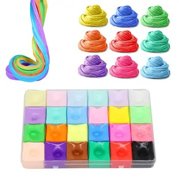 

24 Color Cotton Slime Puff Mud Foaming Clay Children Toy Decompression Materials