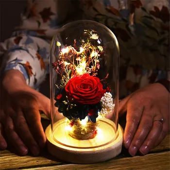 

LED Lamp RGB Dimmer Flower Night Light Glass Bottle Creative Romantic Rose Bulb Gift For Wedding Valentine's Day New Year Decor
