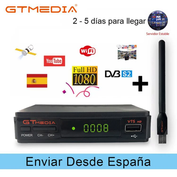 

Original Gtmedia V7S HD Satellite TV Receiver Receptor 1080P Support Europe Cline for Spain DVB-S2 Satellite Decoder Freesat V7