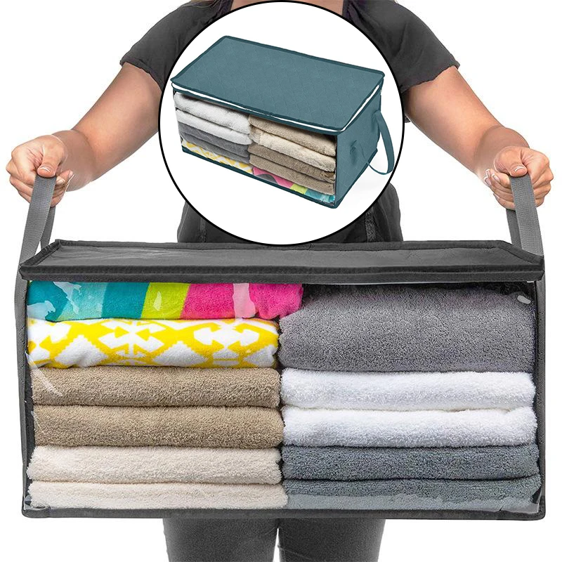 Non-woven Space Saver Clothes Quilt Blanket Storage Bag Box Organizer Portable 