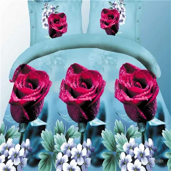 

BEST.WENSD19 luxury jacquard bedclothes 3d Rose Wedding flat bed linen 100% microfibre bedding set duvet cover housse de couette