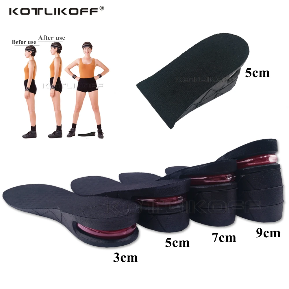 3-Layer Shoe Insoles Cushion Height Increase Heels Lift Kit Insert for Men Women