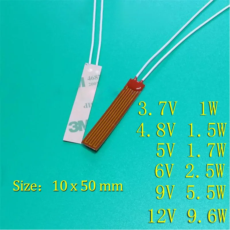 

Низковольтная нагревательная пленка, 2 шт./лот, лист с нагревательной пленкой из полиимида, 3,7 В, 5 В, 6 в, 9 В, 12 В