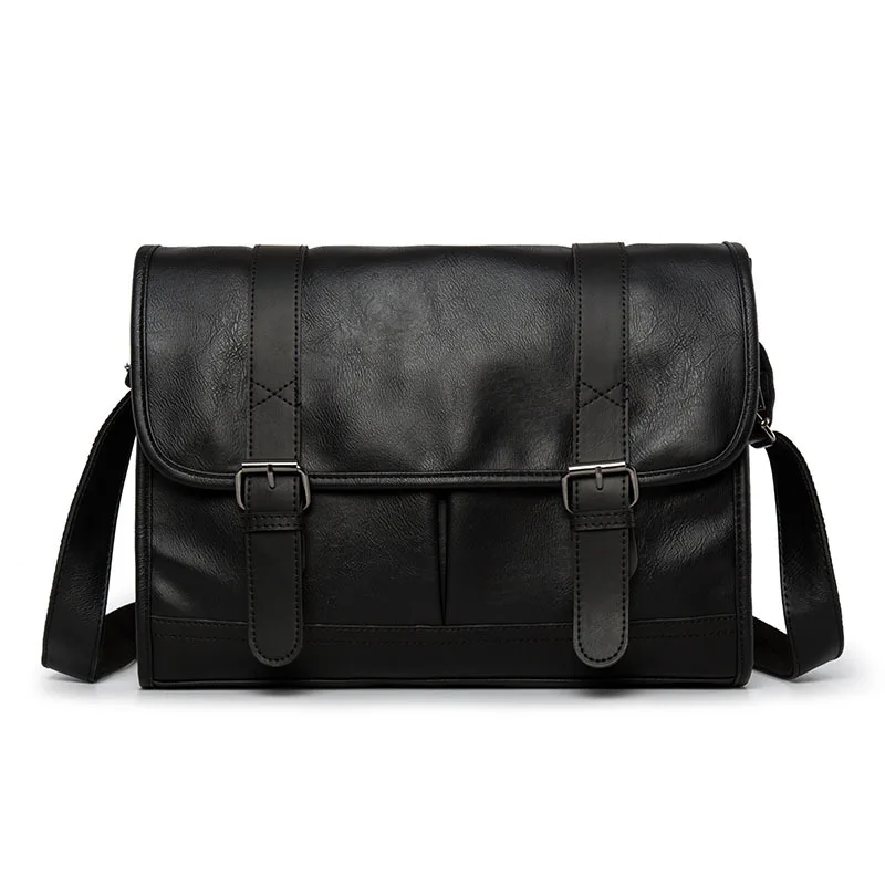 Модные мужские кожаные сумки на плечо, дорожная сумка, мужской портфель, брендовая роскошная сумка-мессенджер, мужская сумка для ноутбука, деловая сумка через плечо, мужская сумка - Цвет: Черный