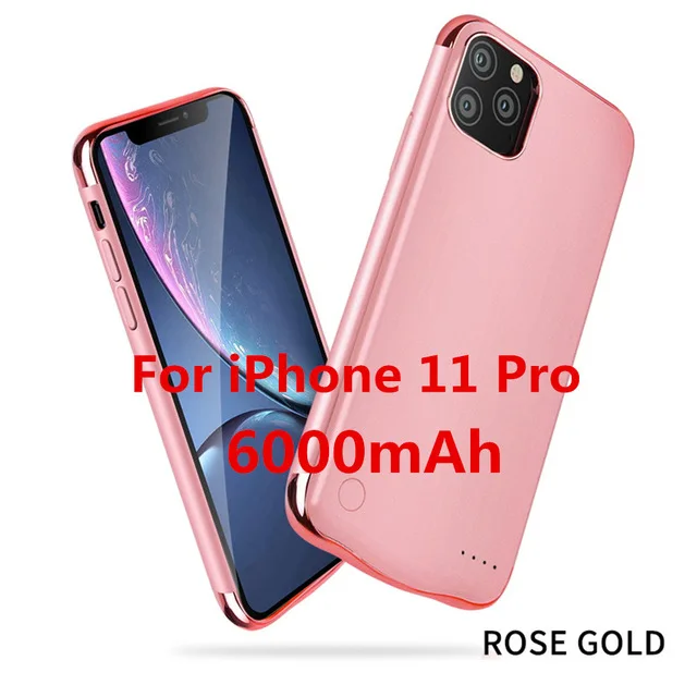 6000 мАч ультра тонкий противоударный внешний аккумулятор чехол для iPhone 11 Pro Чехол для аккумулятора чехол s для iPhone 11 Pro Max чехол для зарядного устройства - Цвет: Pink for 11 Pro
