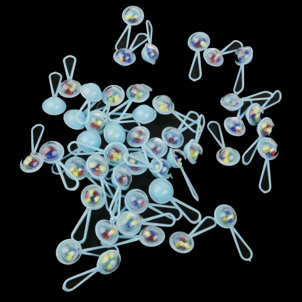 50pcs Mini Rattles Boys Baby Shower Favors Table Scatters Charms Decor Blue