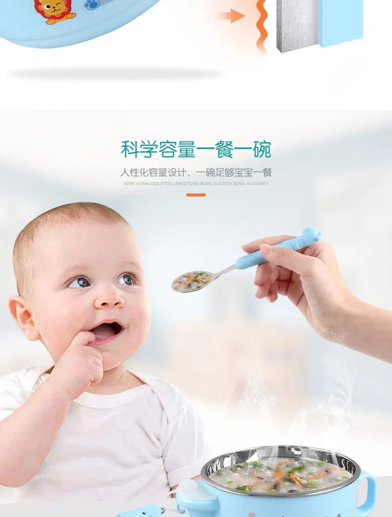 [24-Pack] CHILDREN'S Tableware Gift Box 6 Pieces Installed 304 Stainless Steel Infants Food Supplement Rice Bowl Spoon Fork Chop