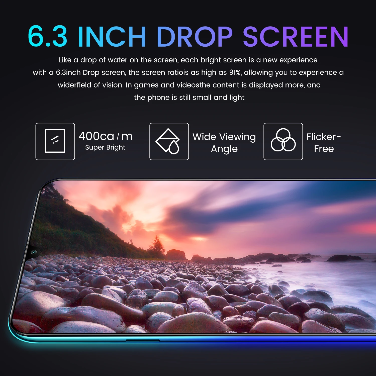 R20 1 Гб+ 16 Гб Смартфон Android 4G мобильные телефоны глобальная версия 6,3 дюймов две sim-карты Разблокированный Мобильный Телефон капля воды экран