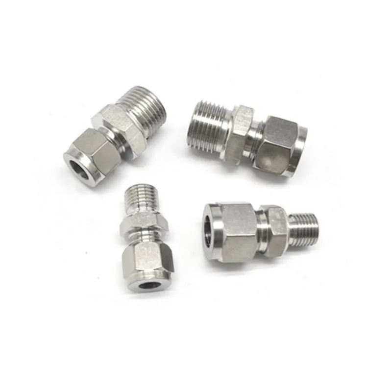 SS 304 Stainless Steel Double Ferrule Compression Connector 6mm 8mm 10mm 12mm Tube to 1/8" 1/4" 3/8" 1/2" Male Pipe Fitting hose pipe fitting pipe fitting water pipe fitting