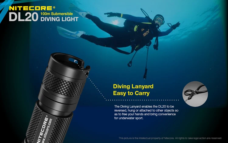 NITECORE DL20 1000 люменов CREE XPL HI V3 белый красный 11 светодиодов 18650 светильник для дайвинга светильник для подводного спорта 100 мс водонепроницаемый фонарь