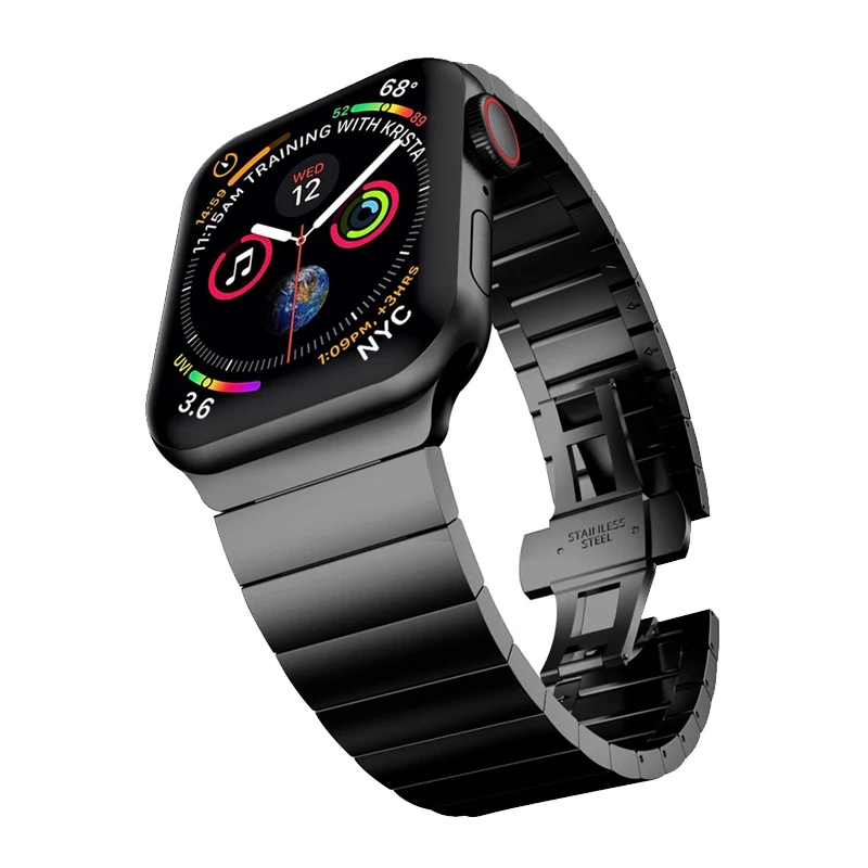 Серия 5/4/3/2/1 ремешок для apple watch band 44 мм, 42 мм, iwatch, версия полоса 40 мм, 38 мм, браслет из нержавеющей стали бабочка туфли с ремешком и пряжкой ремешок для часов