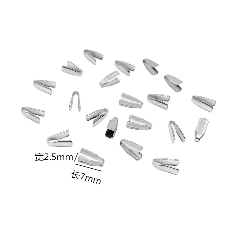 316 Stainless Steel Flat Cords Crimp End Beads Caps 100pcs/lot for Jewelry Making stainless steel chains