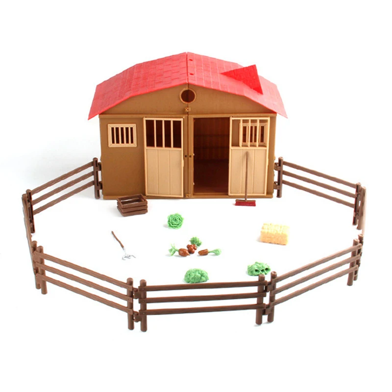 

1 set Simulation Farm Ranch Cabin House Fence DIY Sand Table Scene Model Toys Kids Moulding DIY House Toy