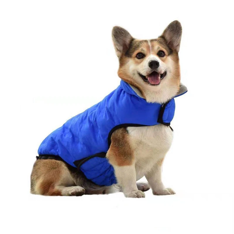 Одежда для собак, зимняя куртка для щенков, пальто для собак, хлопковый пуховик для собак, дышащая одежда для домашних животных, жилет для маленьких и средних собак - Цвет: Синий