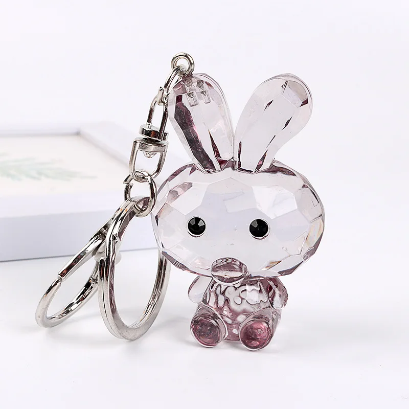 Хрустальный кролик в Корейском стиле брелок женский милый цвет прозрачный кролик сумка Подвеска автомобиль кулон