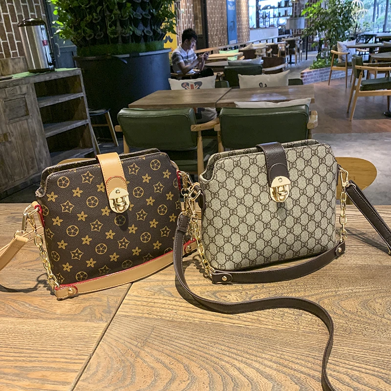

Fashion Printing Shoulder Bag Women 2020 Spring Casual Female Brown Chain Bucket Bags Simple Shell Crossbody Woman Handbag