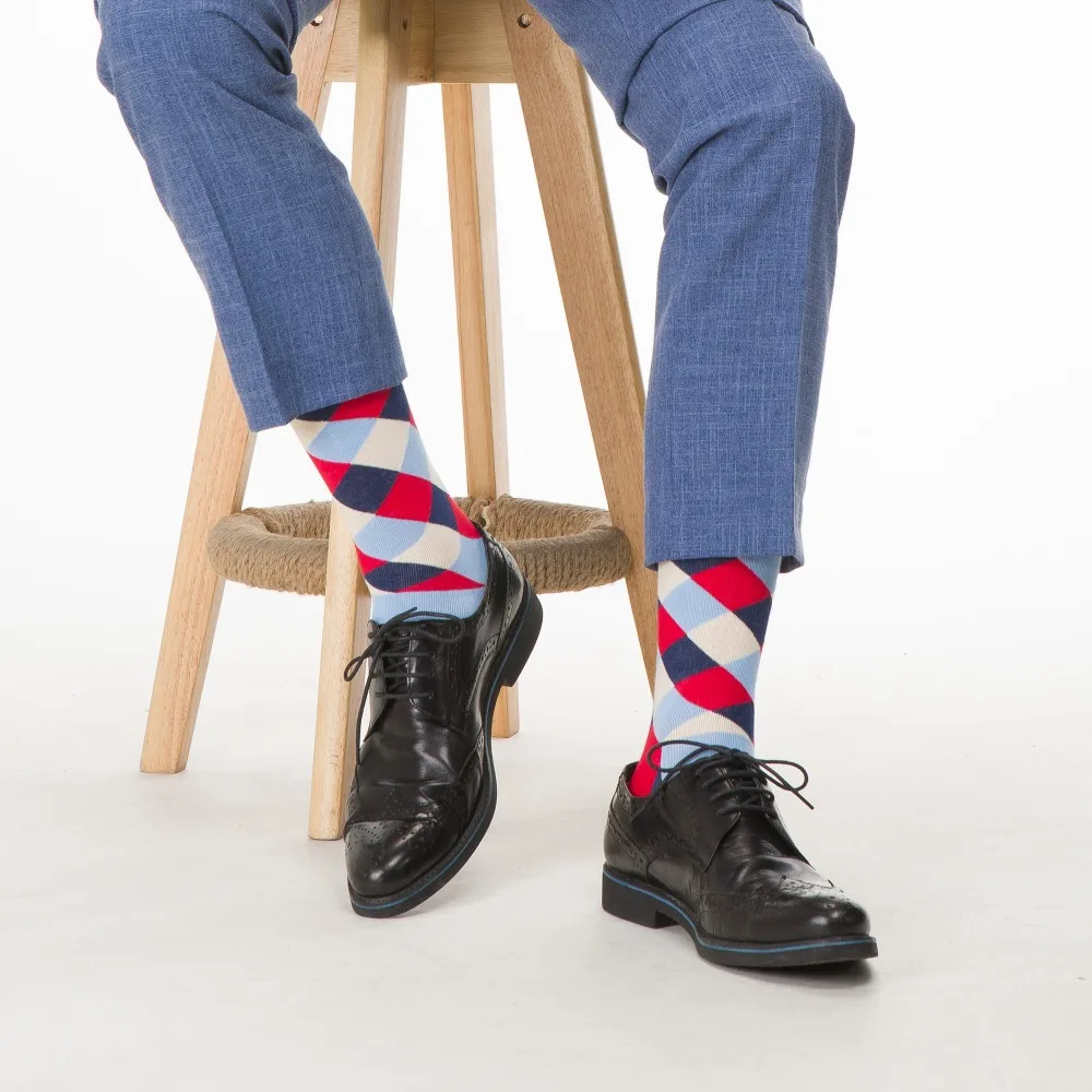 SANZETTI/6 пар/лот, повседневные носки, мужские яркие носки из чесаного хлопка с фруктовым узором, удобные носки для вечеринки, подарок на день рождения