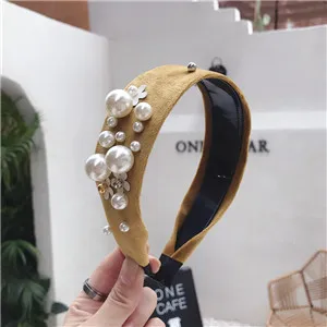yellow Модные замшевые женские повязки для волос, широкие повязки для девушек, женские головные уборы, элегантные аксессуары для волос - Цвет: yellow