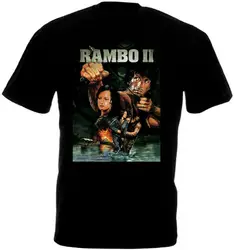 Rambo II V2 футболка с черным плакатом всех размеров S-XXL-5XL хлопковая Футболка Забавный дизайн