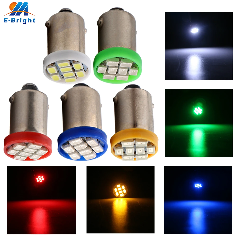 

50 pcs AC/DC 6V-6.3V BA9S 1206 8 SMD LED Bulb Car Light Sourcing Reading Door Light 60Lm White Blue Red Green Amber Pink