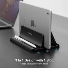 

Vertical Laptop Stand Holder Plastic Adjustable Desktop Notebook Dock Space-Saving 3 in 1 for All MacBook Pro Air