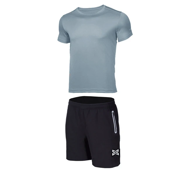 2PCS gray set Детская компрессионная одежда для бега, спортивный костюм, рубашка+ шорты, Детская футболка для футбола, баскетбола, футбола, тренажерного зала, фитнеса, колготки, леггинсы - Цвет: 2PCS gray set