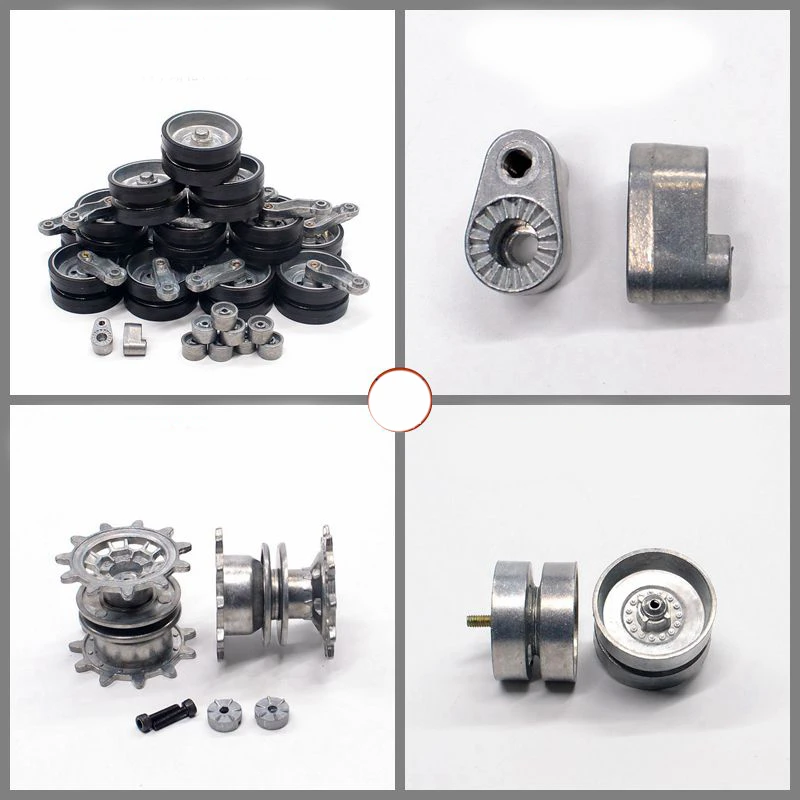 2pcs Metal Road/induction/drive Wheels Spare Parts For 1/16 Heng Long Rc Tank Model German