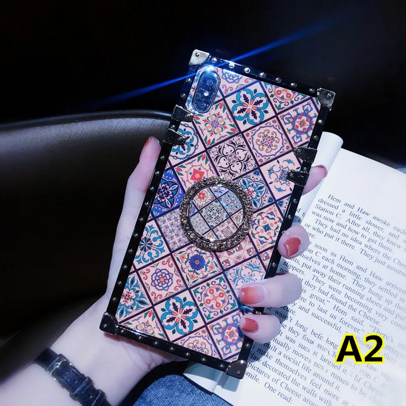 SYCASE роскошный blu ray квадратный PhoneCase с кольцом для samsung S8 S9 S10 Plus Note 8 9 J4 J6 Plus Prime чехол в национальном стиле - Цвет: C2