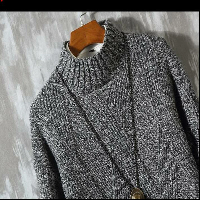 Babbytoro мужской свитер получерепаха шеи вязаный пуловер длинный рукав Pull Homme плюс размер 5XL 4XL M Khahi серый Рождественский свитер
